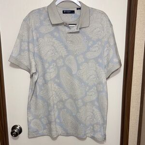 Cremieux Classics Polo Shirt Men’s Size Large Gray and Blue Paisley Short Sleeve